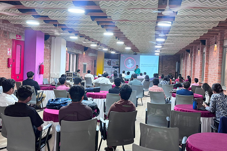 University students collaborating in a learning session